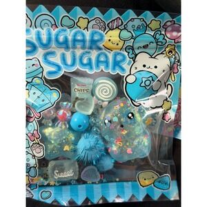 Sugar Sugar Blue Kawaii Candy Resin Charm Set Glitter Bear Lollipop squishy